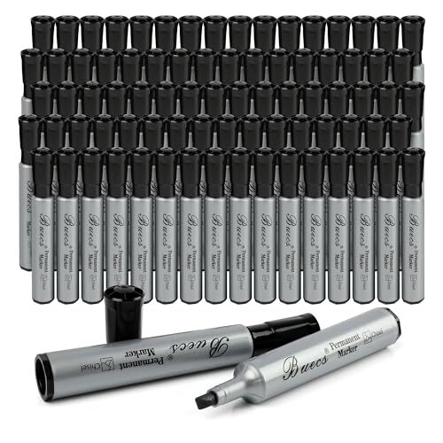 Permanent Markers, 80 Count Black Permanent Markers, Chisel tip, Waterproof