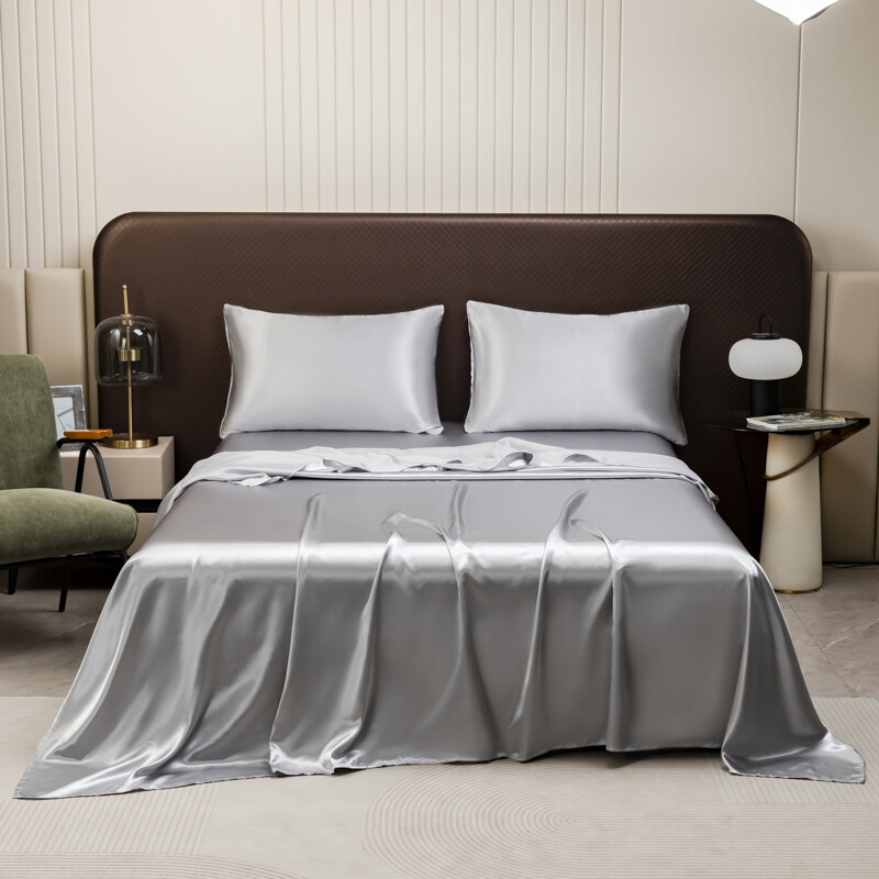 Satin Silk For Bedding Flat Bed Sheet / Pillowcase / Flat Sheet Queen/King Bed