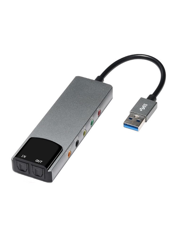 New Aluminum AlloyUSB Optical Fiber SPDIF Card Computer External Multi-FunctionB