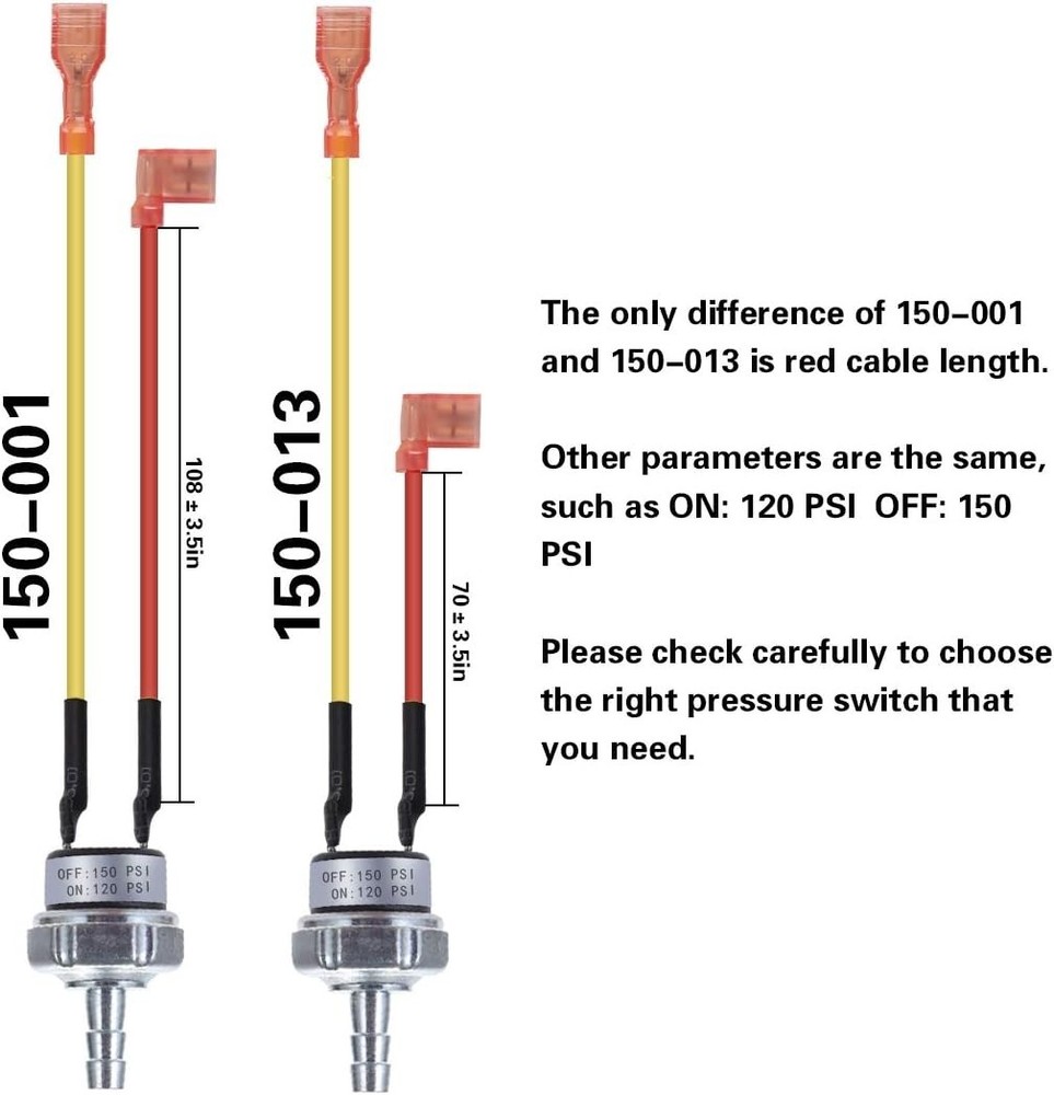 Certified Air Pressure Switch, 120V, 150 PSI Automatic Control System