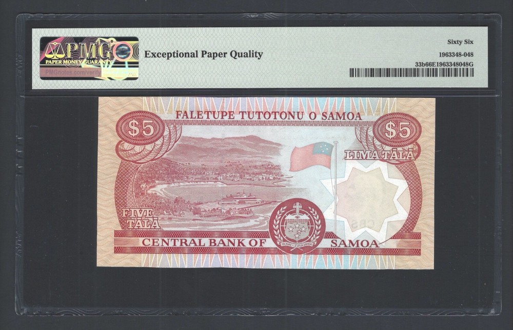 Samoa 5 Tala ND(2002) P33b Uncirculated Graded 66