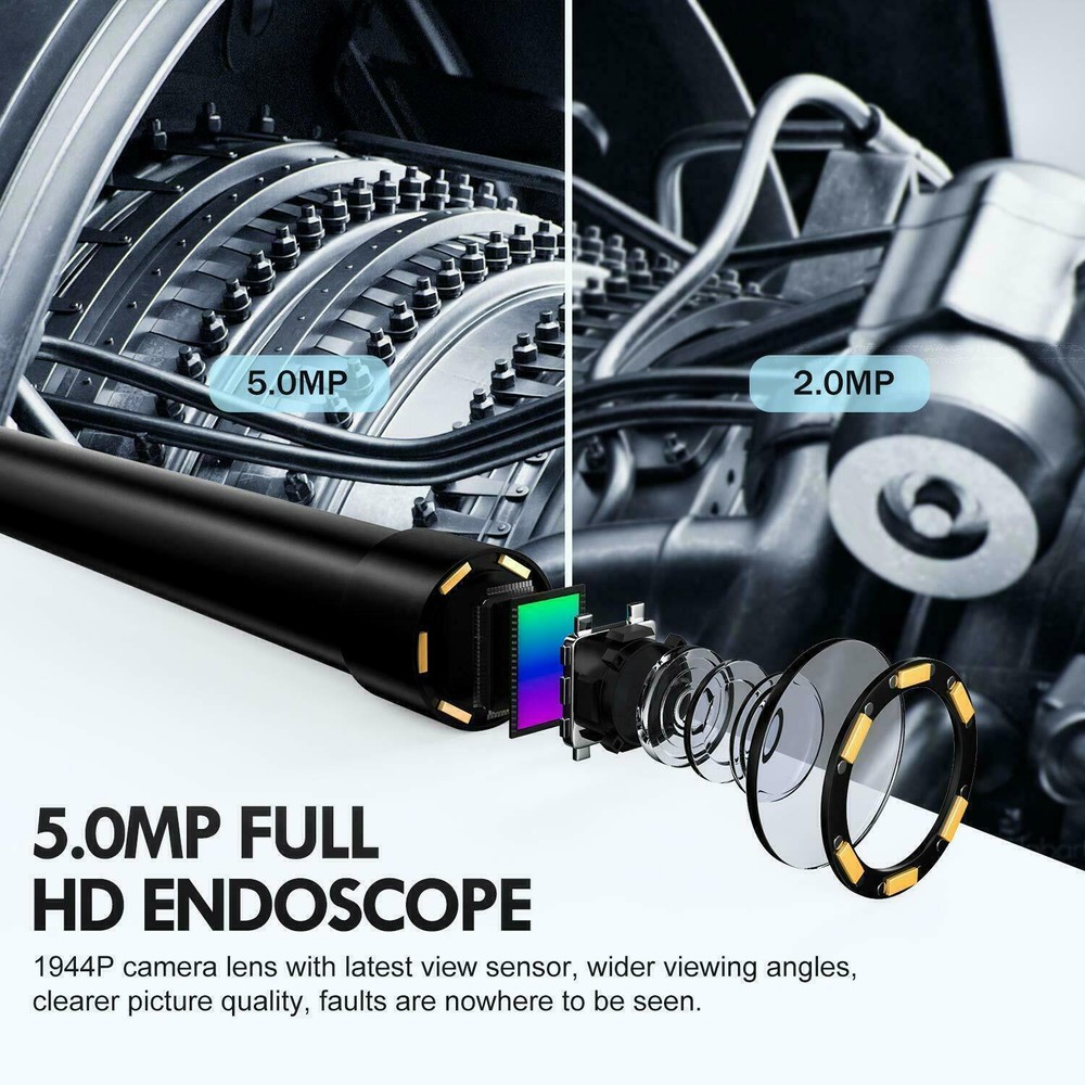 5M WiFi Snake Borescope Endoscope 8.5mm Inspection Camera for iPhone Android iOS