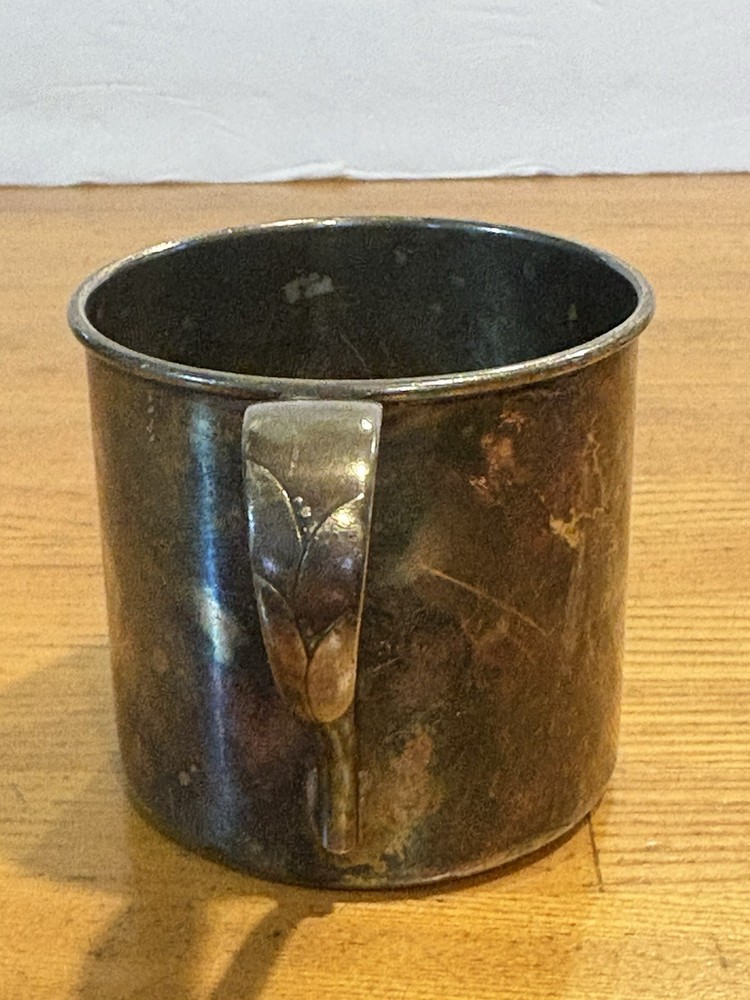 Vintage Silver Plated Child’s Cup. One Ornate Handle.