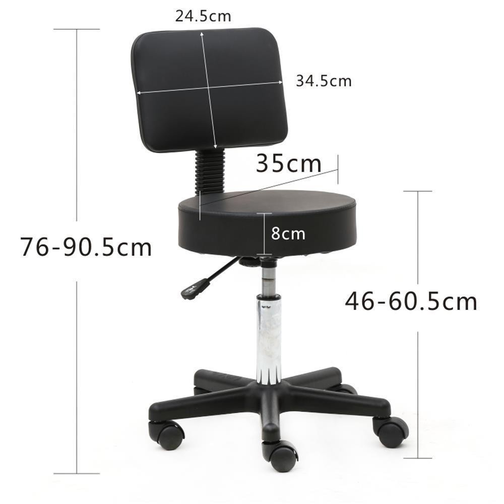 Rolling Salon Stool w/ Backrest Massage Spa Chair Support Adjustable Height