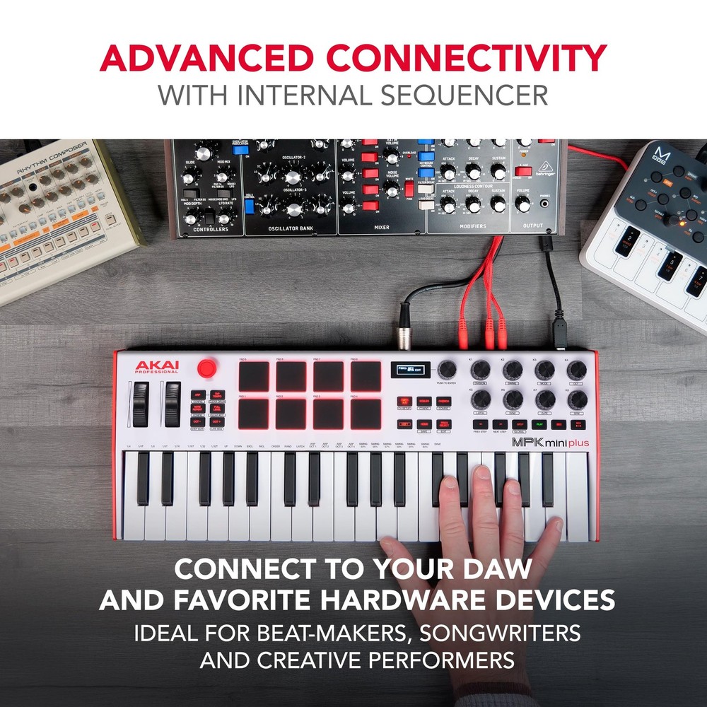 MPK Mini Plus - USB MIDI Keyboard Controller with 37 Mini Keys, 8 MPC Pads,