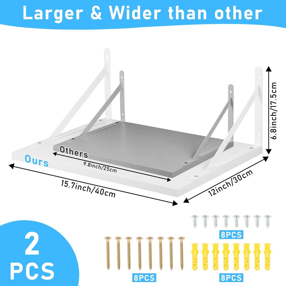 2 PCS Projector Wall Mount Shelf Deep Floating Rack Holder Modem Router Decor