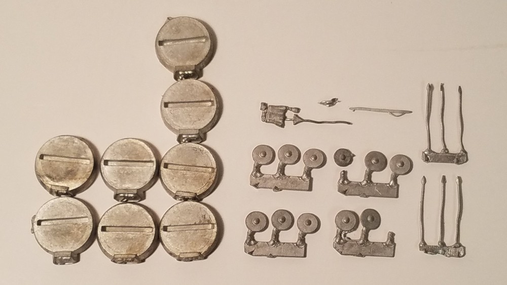 Assorted Metal Bases, Shields and Weapons