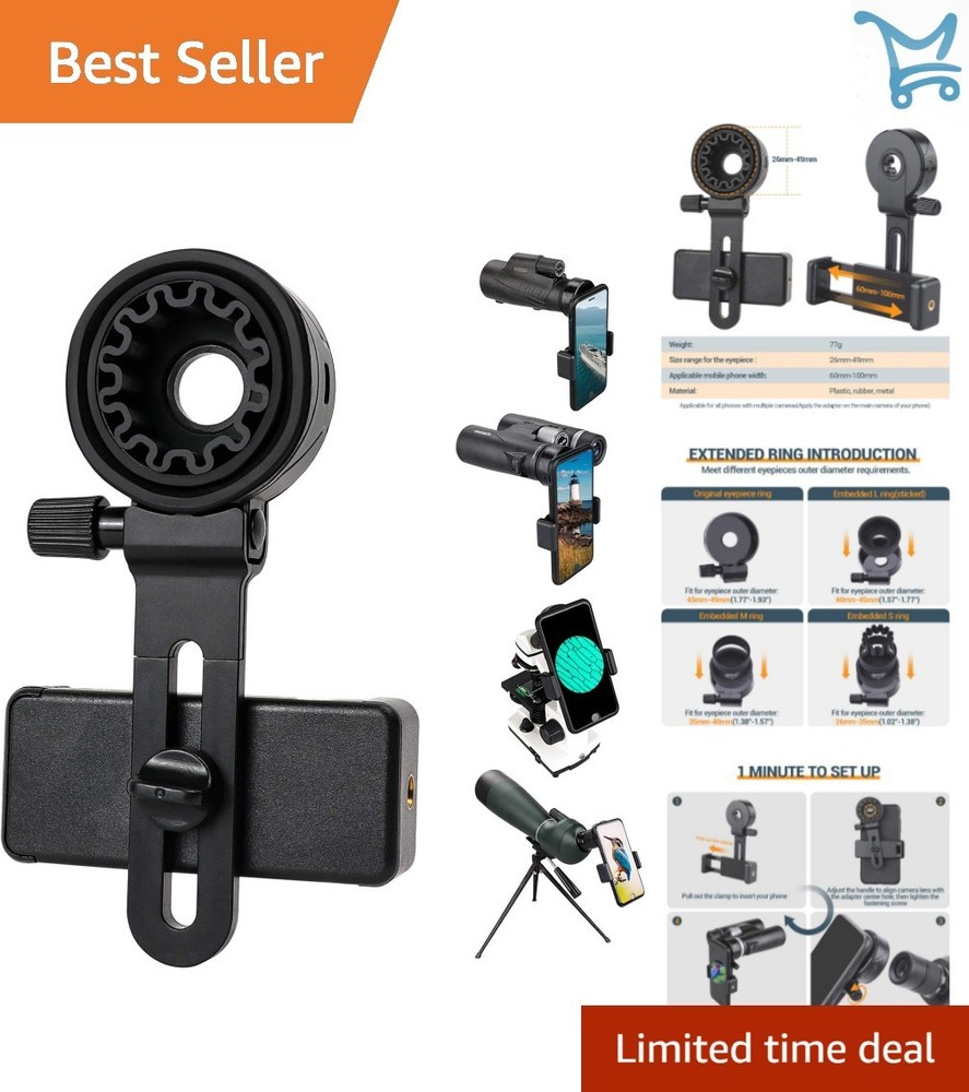 Telescope Phone Adapter Universal Cell Phone Mount for Binoculars Monocular