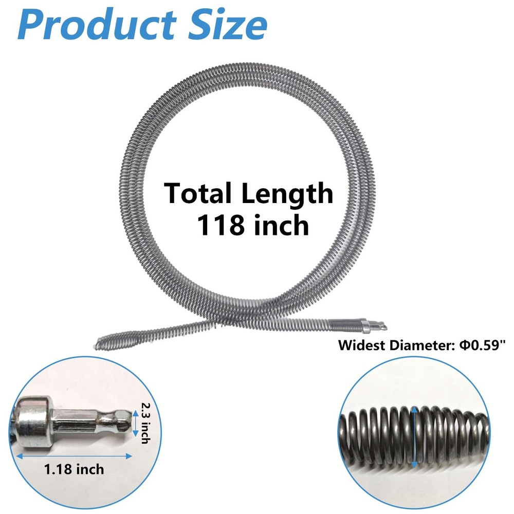 Drain Snake, Spring Drain Clog Remover with Electric Drill Connector, Durable...