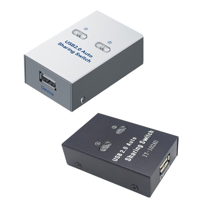 2 Port USB2.0 Sharer Manual Switcher Box Share USB Device for PC Printers