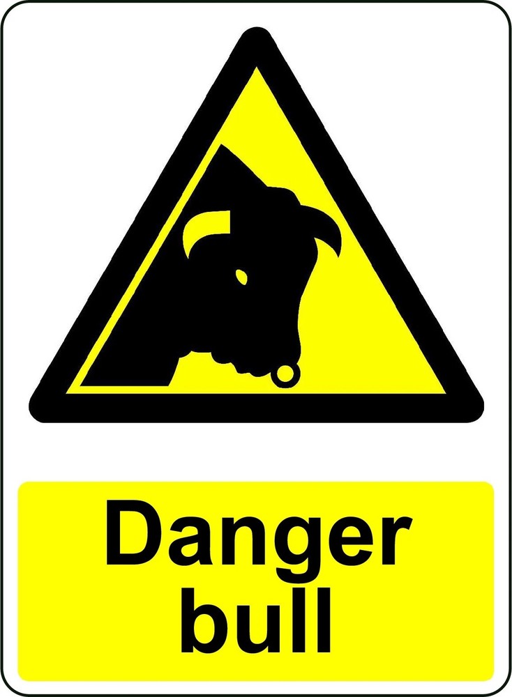 WARNING DANGER BULL Sticker Decal XV