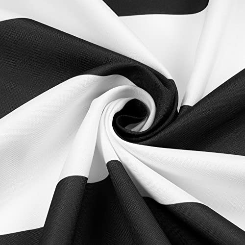 and White Striped Tablecloth for Rectangle 84" x 60" (Rectangular) Black