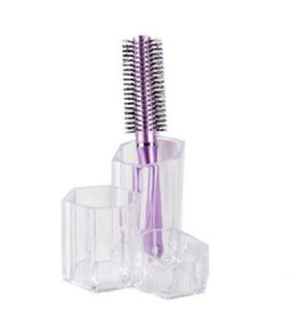 Multi Section Clear Acrylic Cosmetic Organizer 4 Pc Bundle Makeup Brushes