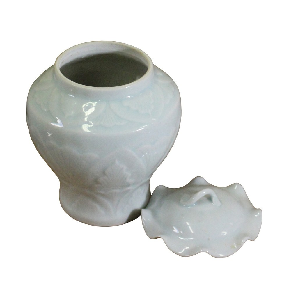 Handmade Oriental Off White Thin Porcelain Small Jar Container ws504