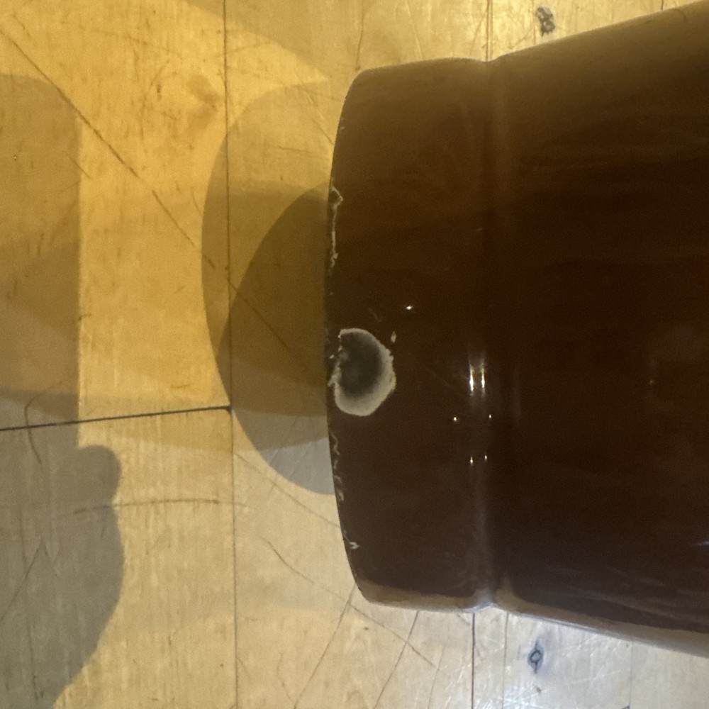 Vintage Enamelware Brown White Two Tone Diamond Cut Pattern Pail Bucket Rare
