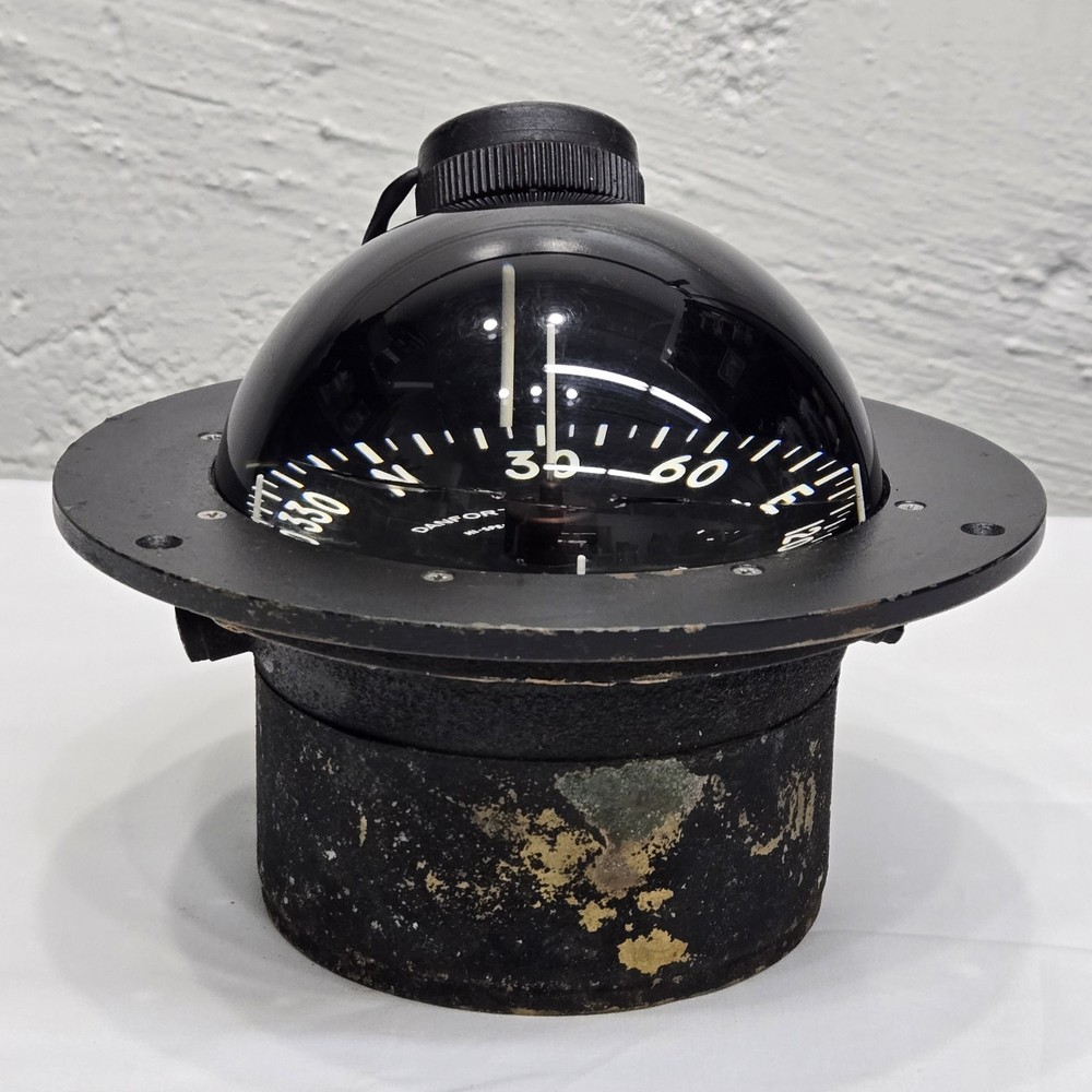 Vtg Danforth Constellation Dash Mount Compass 5" Card Red LED Light High Speed