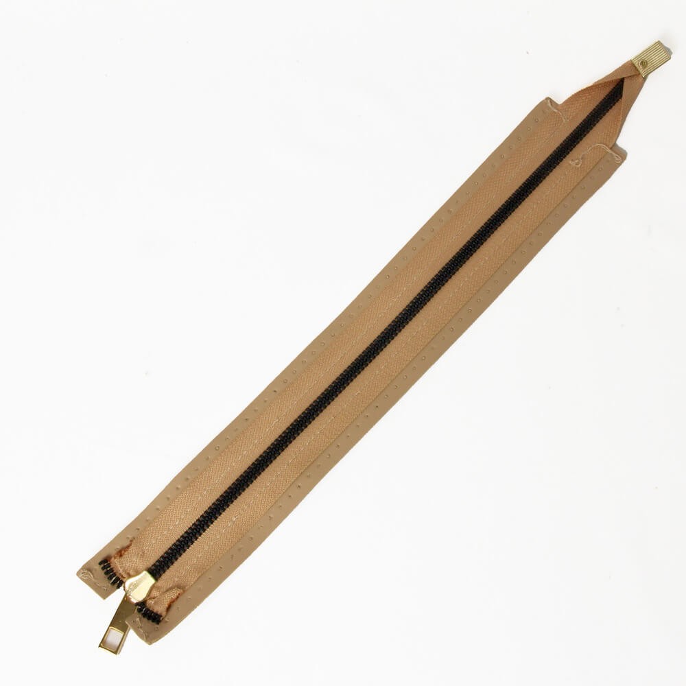 Leather Zipper Extra Large (30cm x 4.5cm) Beige