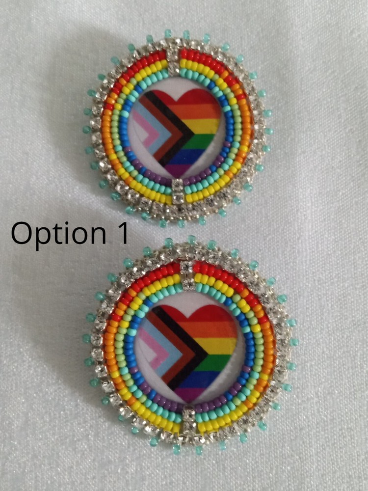 Native Beadwork - Handmade Beaded Earrings (Glittering Rainbow)