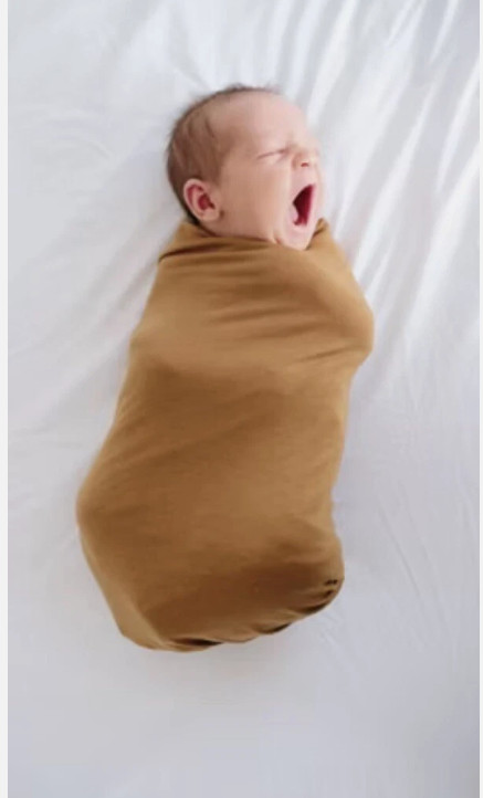 Copper Pearl Stretchable Swaddle Blanket 46"x46" - Solid Camel Color Soft