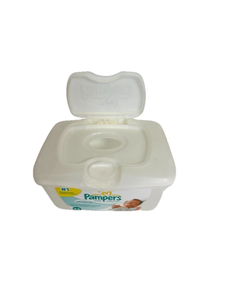 Pampers Sensitive Baby Wipes Plastic Pop Up Refillable Container 64 Count EMPTY