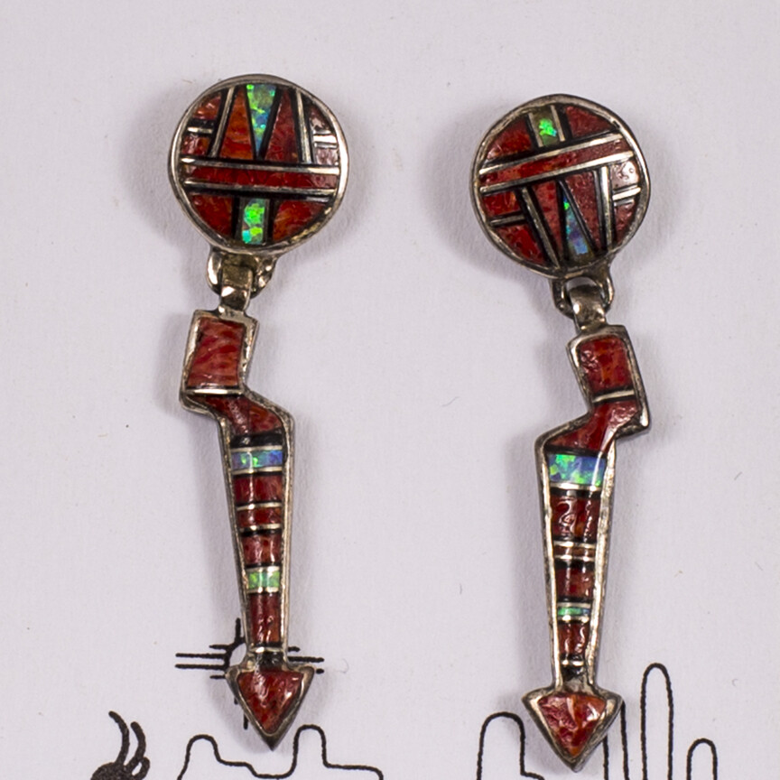 Sterling Silver & Enamel SouthWest Style Earrings