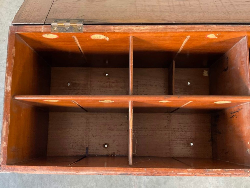Antique Mahogany Campaign Box On Stand