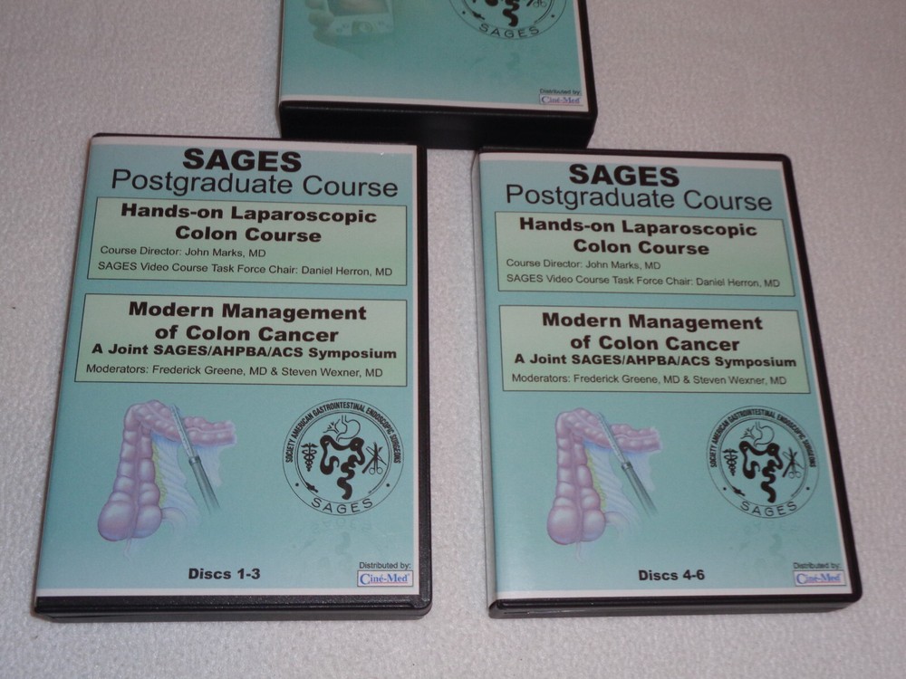 SAGES Gastrointestinal Laparoscopic Colon Course DVD 1-3 4-6 & Surgeons Workshop