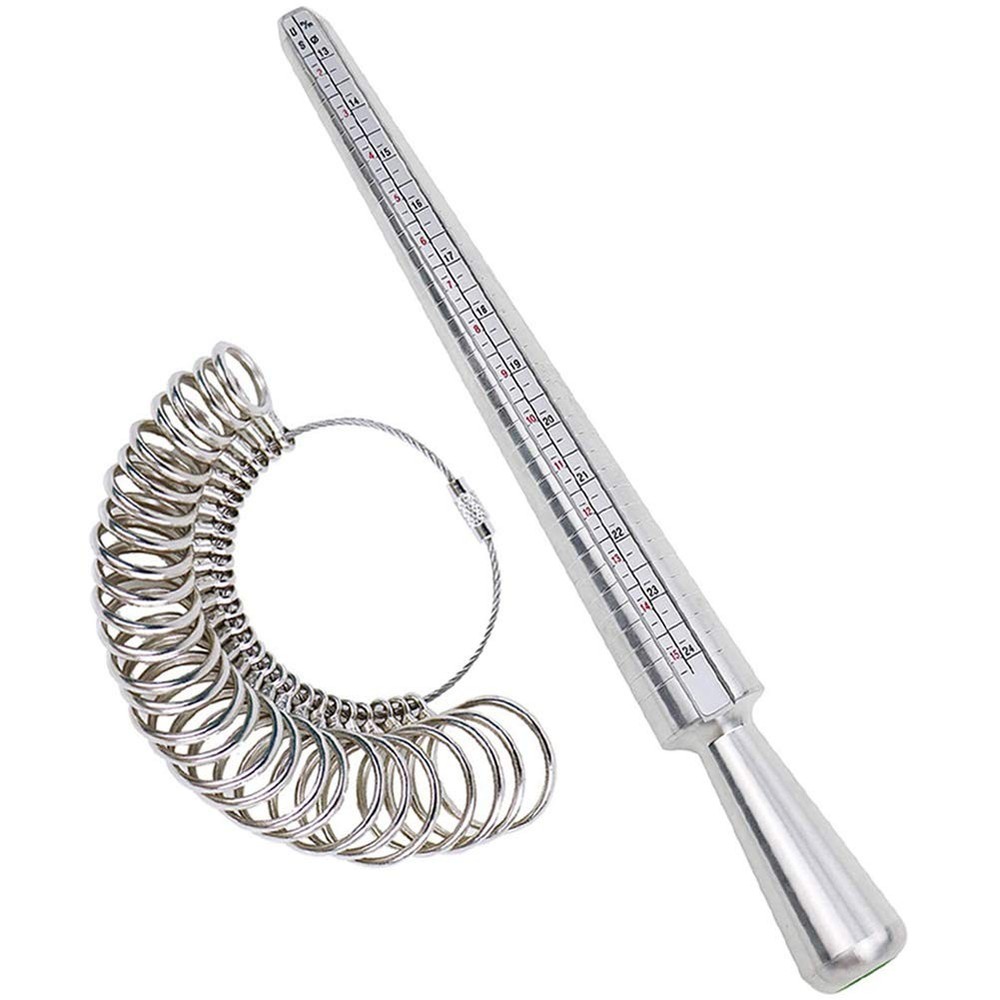NIUPIKA Ring Sizer Measuring Tool Mandrel Measurer Silver