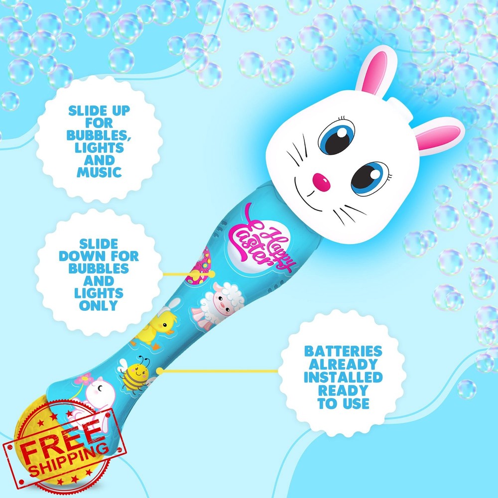 ArtCreativity 14" Easter Bunny Bubble Wand Light Up Automatic Bubble Maker Kids
