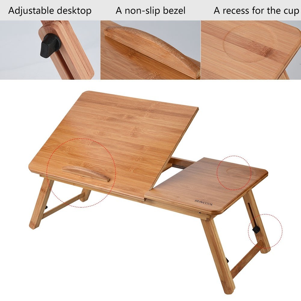 Sturdy Carbonized Bamboo Notebook Desk Height Foldable Laptop Cooling