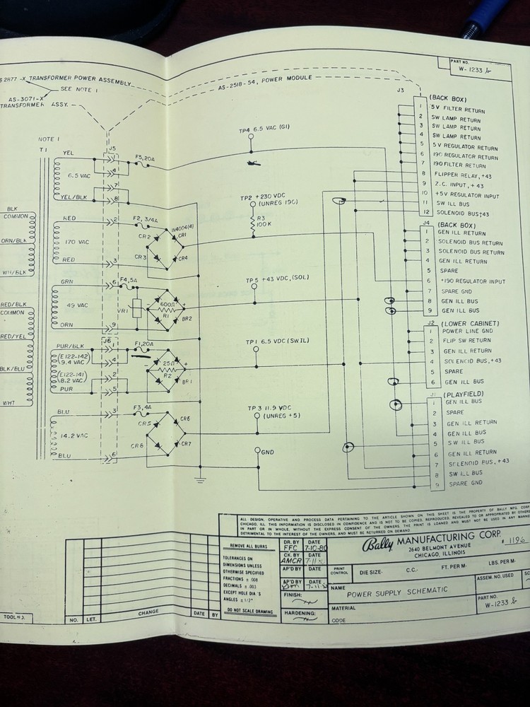 ORIGINAL-BALLY-EMBRYON-INTSTALLATION & OPERATIONS INSTRUCTIONS WITH SCHEMATICS