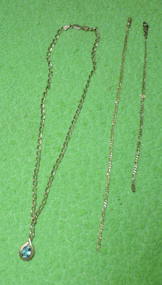 3) SILVER .925 - NECKLACE - ANKLETTE - BRACLETTE - 20 grams total