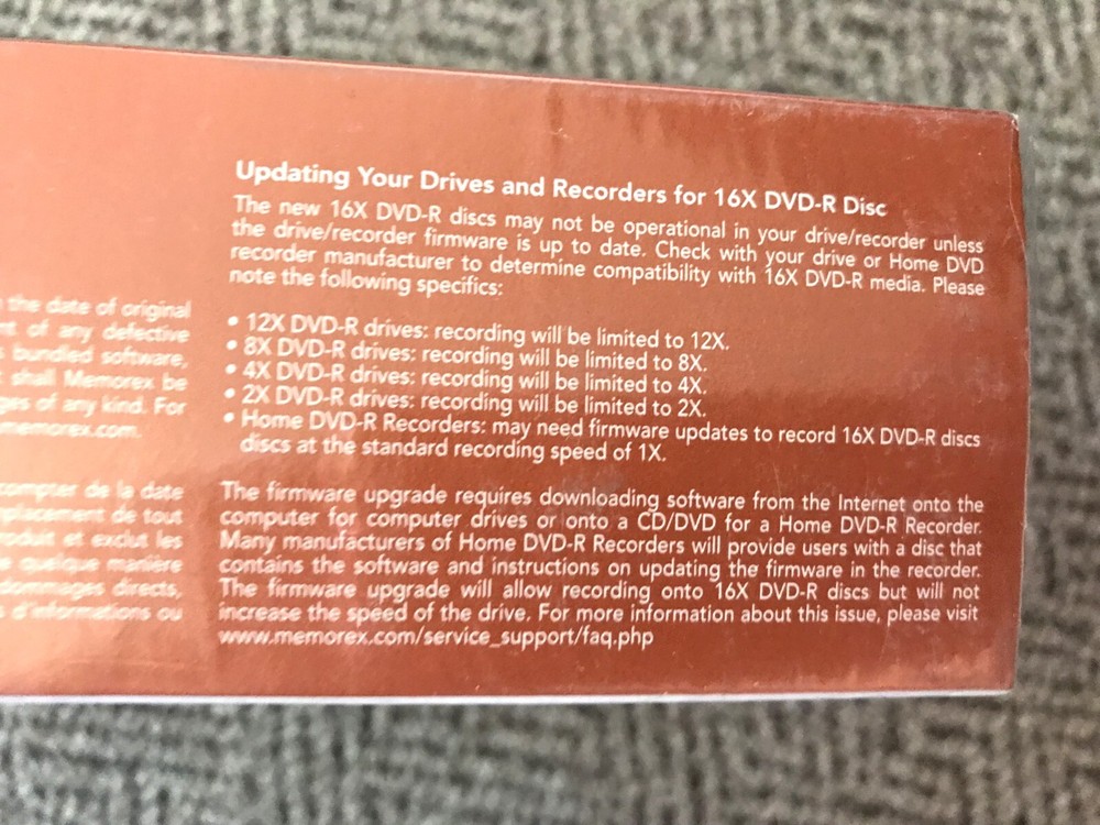 Memorex DVD-R Recordable Computer Home Video Recorder Discs 10 Pack Unopened Box