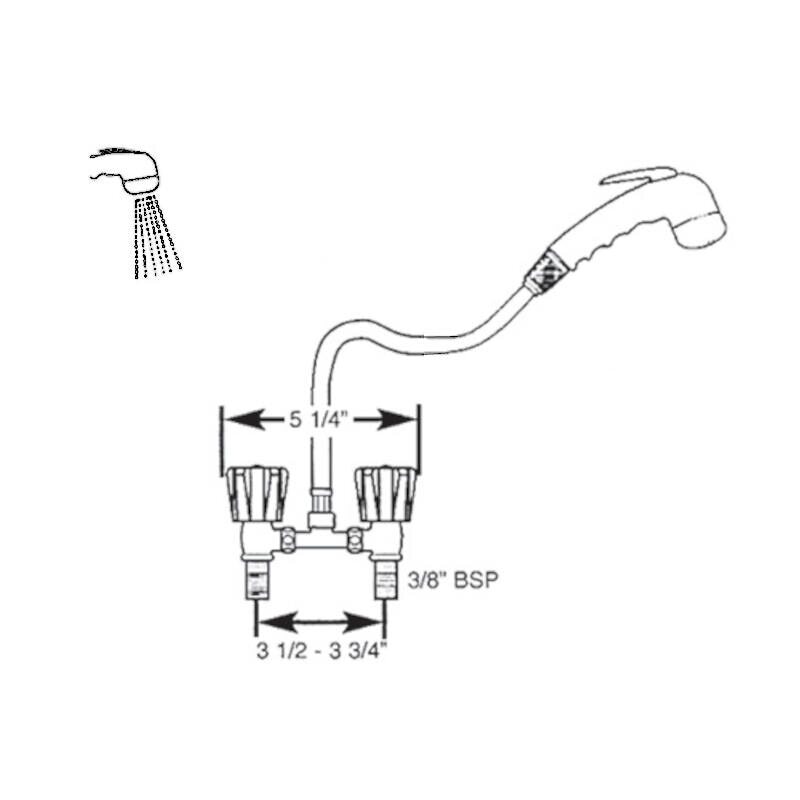 Scandvik 14117 Shower Mixer, White Euro Sprayer with Triangle Knobs