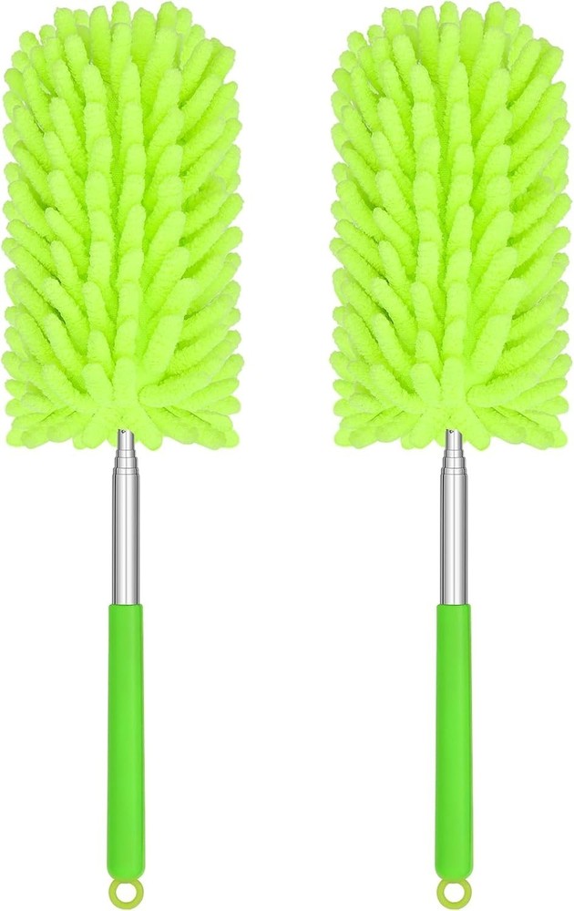 Ergonomic Mini Duster 2 Pack - 360° Flexible, Extendable, Washable for Dusting