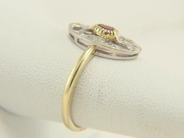 Art Deco Style Lab-Created Ruby Anniversary Wedding 14k White Gold Finish Ring