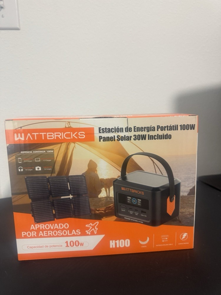 Wattbricks 100Watt Portable Power Station & 30Watt Portable Solar Panel Included