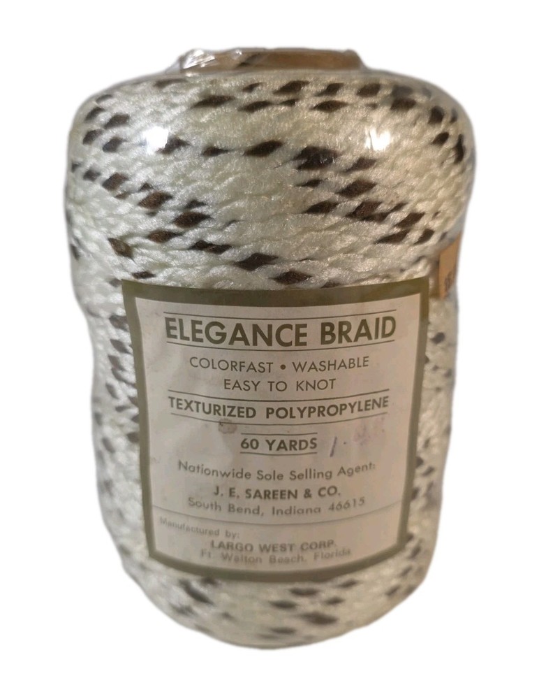 Macrame Cord Multi- Brown White Elegance Braid 60 Yards 6mm N1