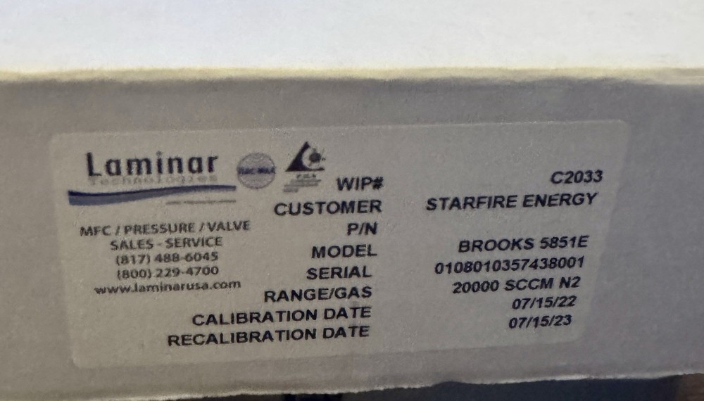 BROOKS 5851E Mass Flow Controller NITROGEN, Brand New