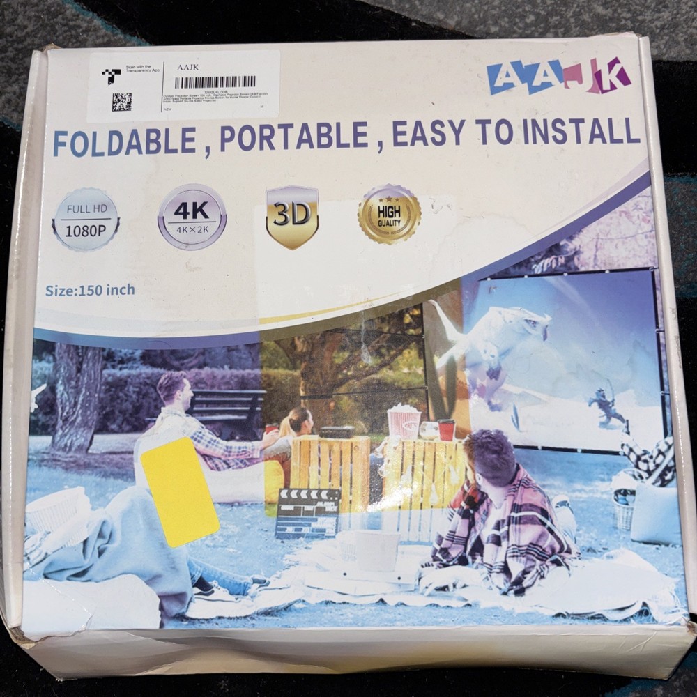AAJK Outdoor Projector Screen 150 inch, Washable Projector Screen 16:9 Foldable