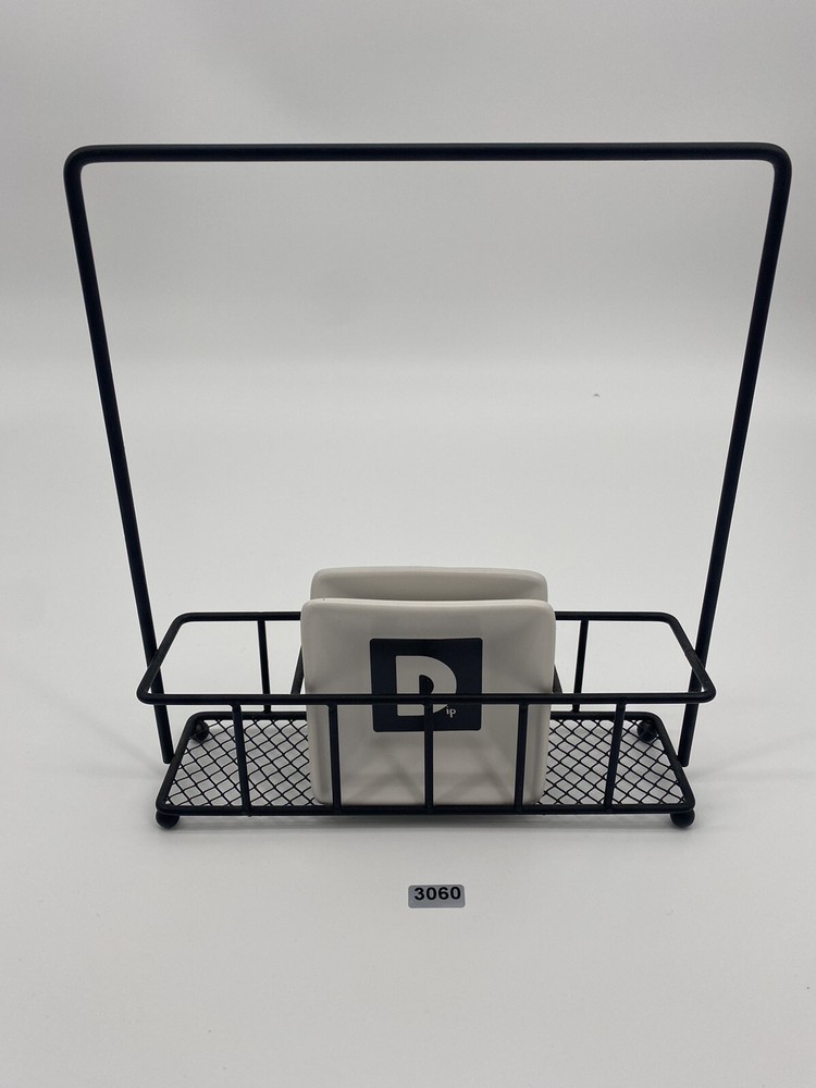 Tabletop Condiments Caddy Wrought Iron Black whith 2 plates