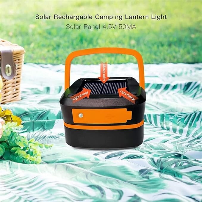 Solar Rechargeable LED Flashlight Power Camping Tent Light Torch Lantern Lamp US
