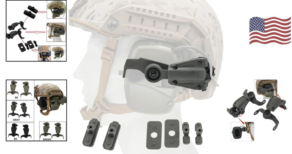 Tactical Helmet ARC Adapter - Foldable Headset Mount for Howard Leight Earmuffs