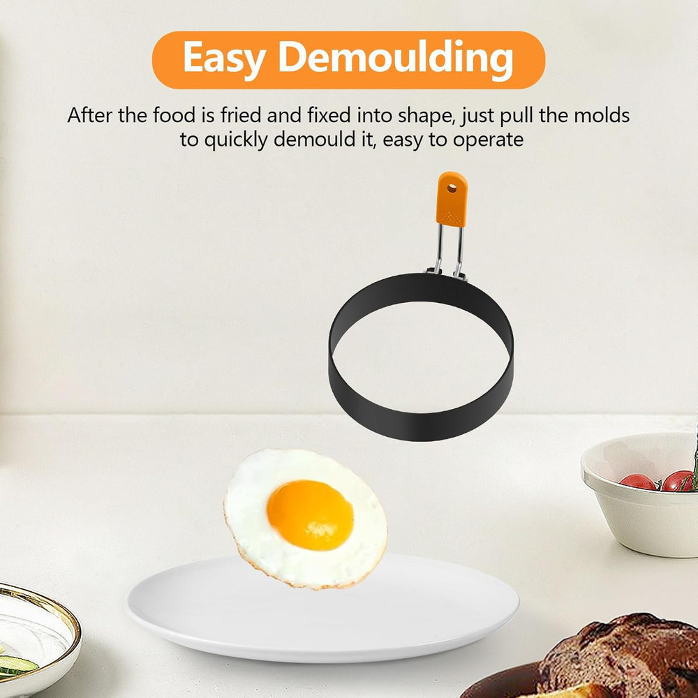 6 Packs Professional Pancake Ring Set,3" Omelette Ring,4" Non-Stick Griddle Panc
