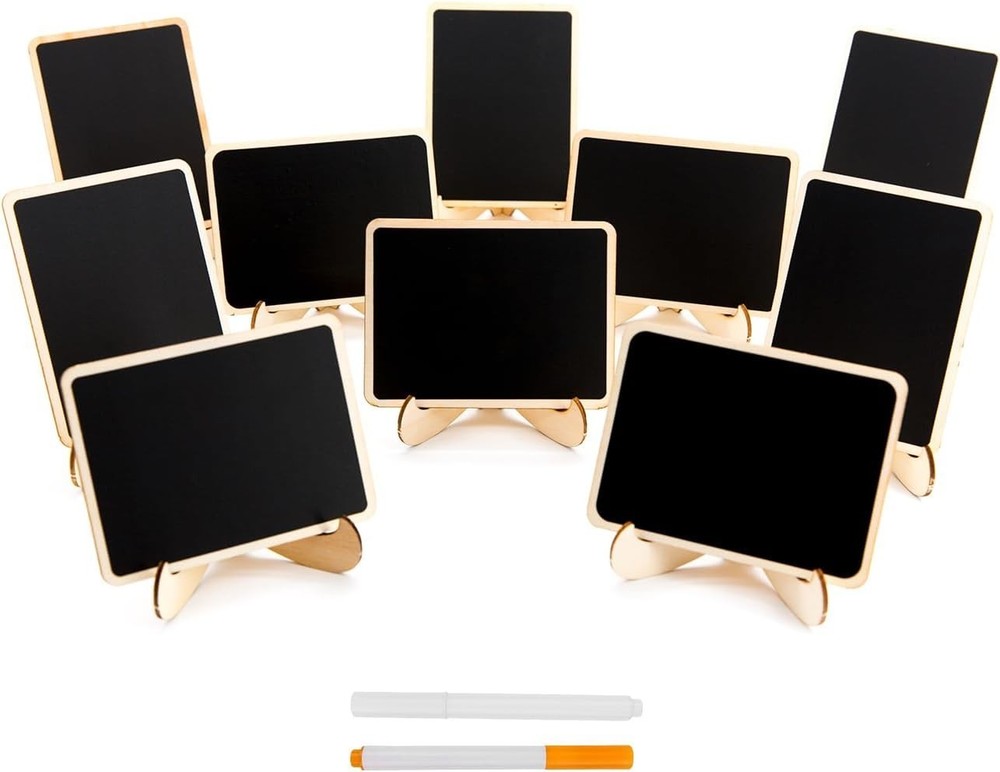 10 Pack Mini Chalkboards Signs with Easel Stand, Small Rectangle Chalkboards ...