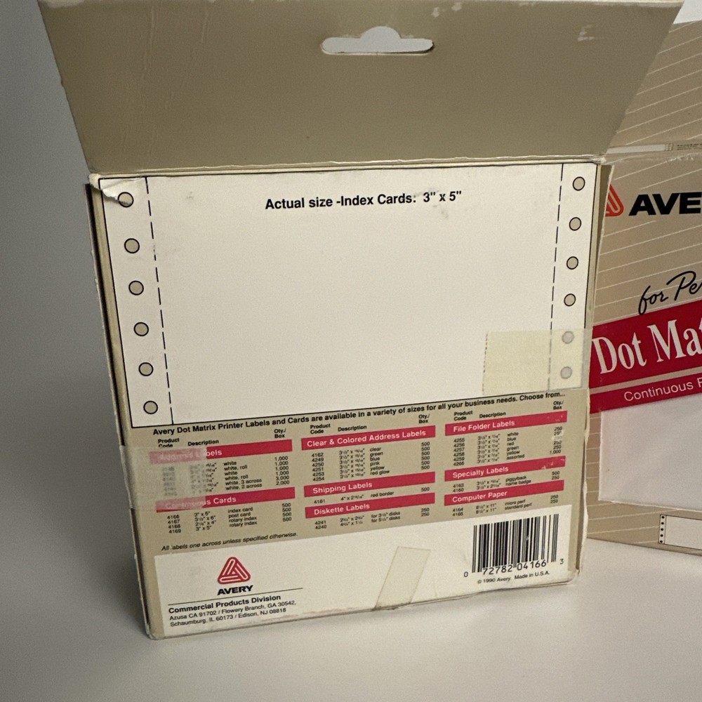 Vintage Index Cards For Dot Matrix Printer, 500 5" X 3" White Avery - 2 Pack