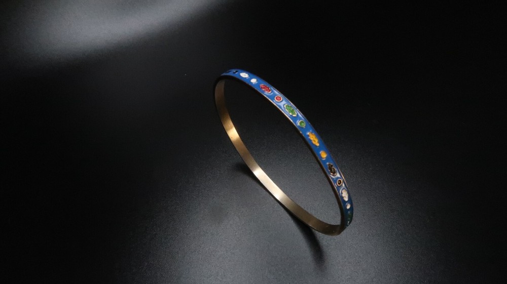 Vintage Blue Cloisonne Bangle 2.5" BrB5