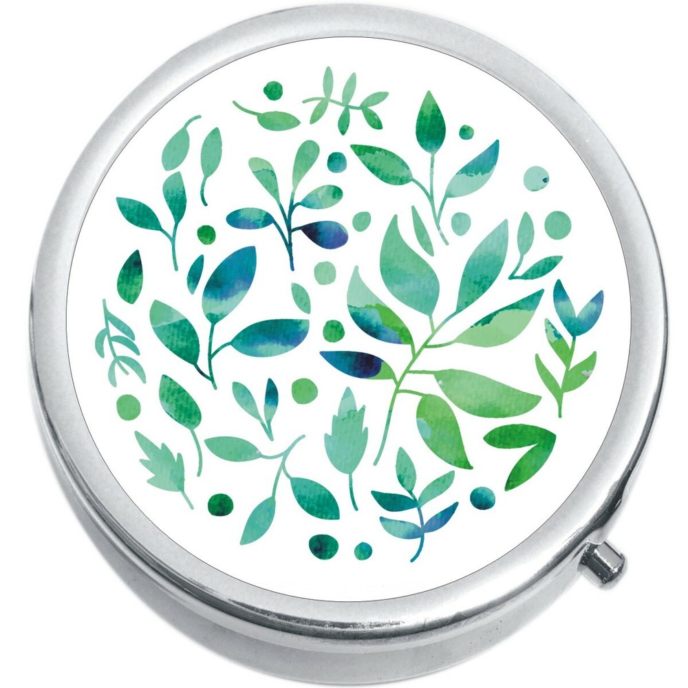 Green Leaf Pattern  Medicine Vitamin Pill Box