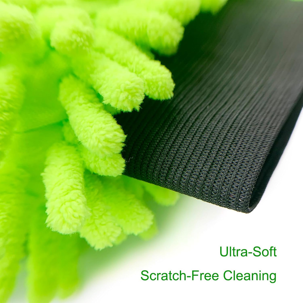 2PK Chenille Microfiber Car Wash Mitt – Ultra-Soft, Scratch-Free, Highly Abso...