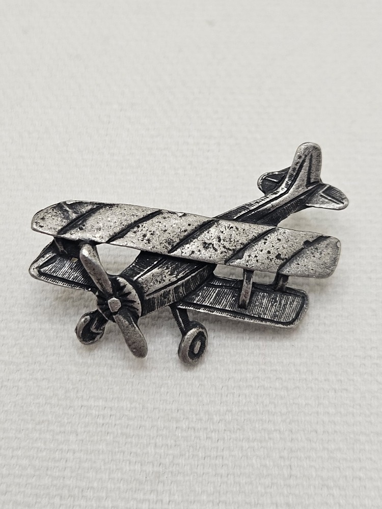 Vintage Single Engine Airplane Lapel Push Back Pin.